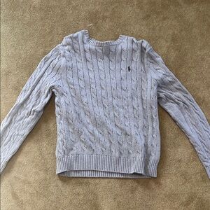 Polo by Ralph Lauren Gray Cable Knit Crew Neck Sweater